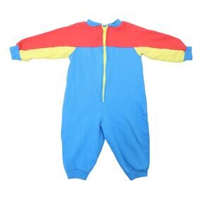 Vintage 60s Wee Willie blue red colorblock one piece jumpsuit Baby Boy 18 Months